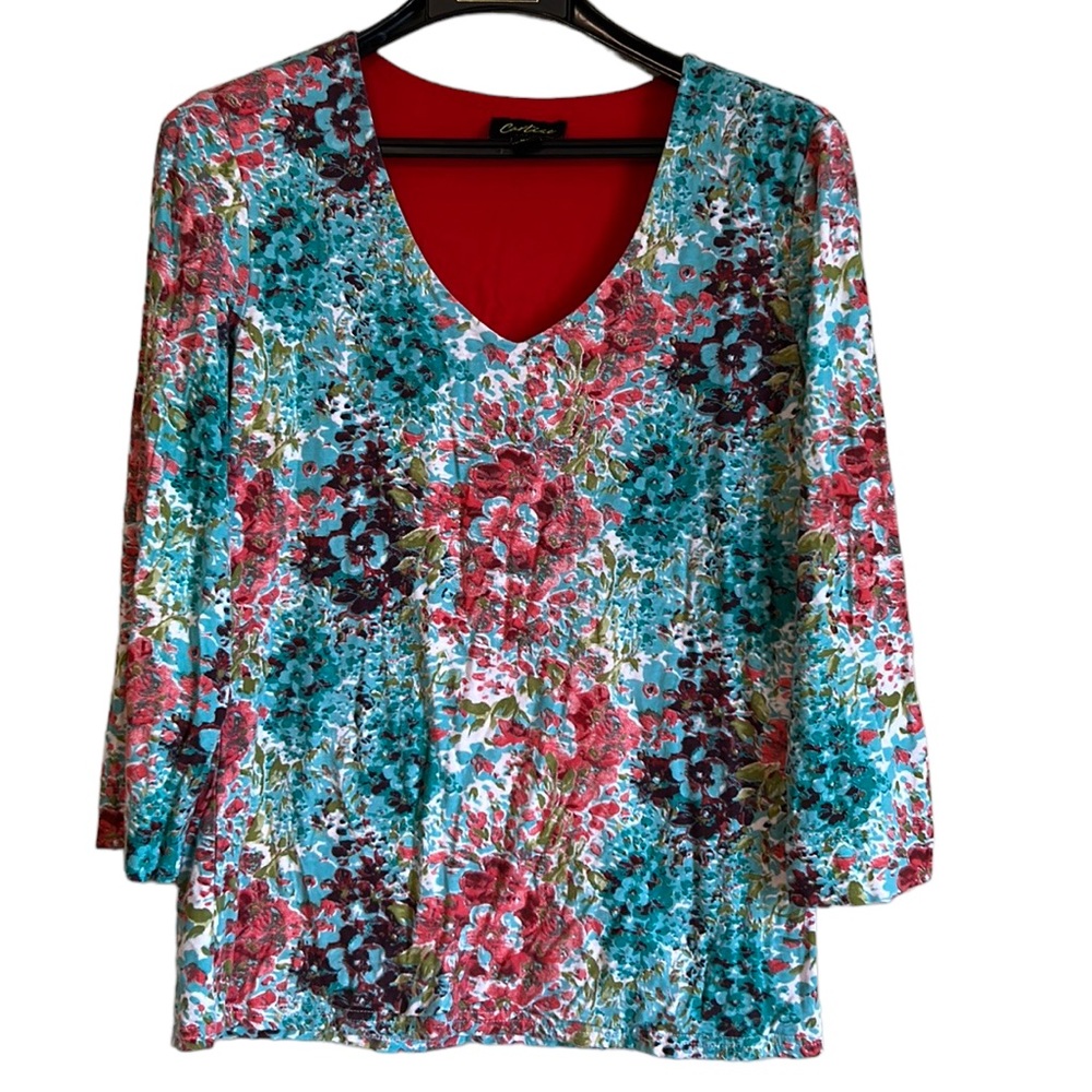 Cartise women’s v-neck colorful lightweight viscose blend size Medium